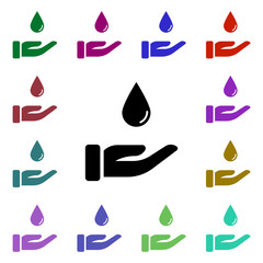 Poster - Hand, water, protect multi color style icon. Simple glyph, flat vector of ecology icons for ui and ux, website or mobile application