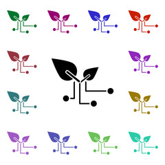 Poster - Green, microchip multi color style icon. Simple glyph, flat vector of ecology icons for ui and ux, website or mobile application
