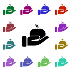Poster - Apple, hand multi color style icon. Simple glyph, flat vector of ecology icons for ui and ux, website or mobile application
