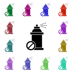 Poster - Aerosol, forbidden multi color style icon. Simple glyph, flat vector of ecology icons for ui and ux, website or mobile application