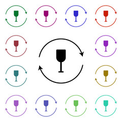 Poster - Recycle, glass, drink multi color style icon. Simple glyph, flat vector of ecology icons for ui and ux, website or mobile application