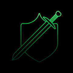 Poster - Sword and shield nolan icon. Simple thin line, outline vector of gaming icons for ui and ux, website or mobile application