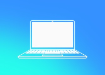 network, media screen media writing page  text work, isolated computer laptop blue background 