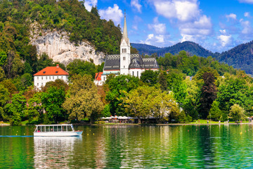 Wall Mural - Most beautiful lakes of Europe - lake Bled in Slovenia