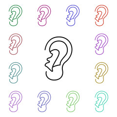 Poster - Ear, organ multi color style icon. Simple thin line, outline vector of human organ icons for ui and ux, website or mobile application