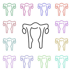 Poster - Uterus, organ multi color style icon. Simple thin line, outline vector of human organ icons for ui and ux, website or mobile application