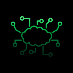 Aufkleber - Digital cloud nolan icon. Simple thin line, outline vector of intelligence icons for ui and ux, website or mobile application