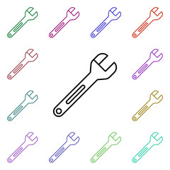 Poster - Wrench multi color style icon. Simple thin line, outline vector of motor sports icons for ui and ux, website or mobile application