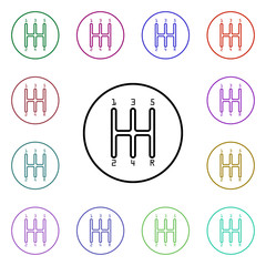 Poster - Transmission multi color style icon. Simple thin line, outline vector of motor sports icons for ui and ux, website or mobile application