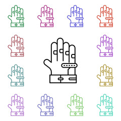 Poster - Gloves multi color style icon. Simple thin line, outline vector of motor sports icons for ui and ux, website or mobile application