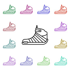 Poster - Boots multi color style icon. Simple thin line, outline vector of motor sports icons for ui and ux, website or mobile application