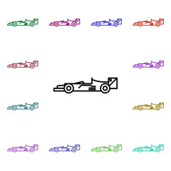 Poster - Bolide multi color style icon. Simple thin line, outline vector of motor sports icons for ui and ux, website or mobile application