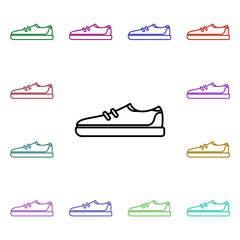 Poster - Shoes multi color style icon. Simple thin line, outline vector of motor sports icons for ui and ux, website or mobile application
