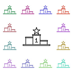 Poster - Podium multi color style icon. Simple thin line, outline vector of motor sports icons for ui and ux, website or mobile application