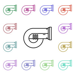 Poster - Turbo multi color style icon. Simple thin line, outline vector of motor sports icons for ui and ux, website or mobile application