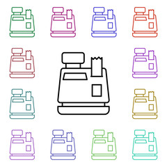 Poster - cashbox multi color style icon. Simple thin line, outline vector of online shopping icons for ui and ux, website or mobile application