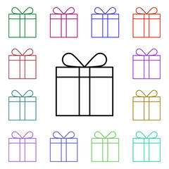 Poster - gifts multi color style icon. Simple thin line, outline vector of online shopping icons for ui and ux, website or mobile application