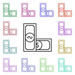 Poster - bill dollar multi color style icon. Simple thin line, outline vector of online shopping icons for ui and ux, website or mobile application