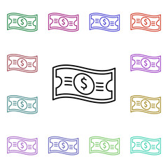 Poster - bill dollar multi color style icon. Simple thin line, outline vector of online shopping icons for ui and ux, website or mobile application