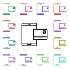Poster - subtraction smartphone multi color style icon. Simple thin line, outline vector of online shopping icons for ui and ux, website or mobile application