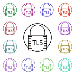 Poster - TLS protection multi color style icon. Simple thin line, outline vector of online shopping icons for ui and ux, website or mobile application