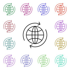 Poster - global multi color style icon. Simple thin line, outline vector of online shopping icons for ui and ux, website or mobile application