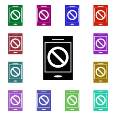 Poster - Cell, mobile, no, phone multi color style icon. Simple glyph, flat vector of peace and humanrights icons for ui and ux, website or mobile application
