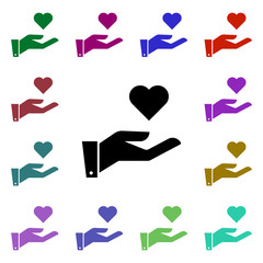 Poster - Charity, donation, giving, hand, love multi color style icon. Simple glyph, flat vector of peace and humanrights icons for ui and ux, website or mobile application