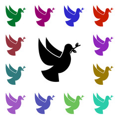 Poster - Dove, flower multi color style icon. Simple glyph, flat vector of peace and humanrights icons for ui and ux, website or mobile application