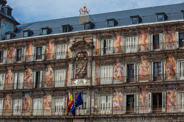 Wall Mural - Beautiful antique buildings around Plaza Mayor at Madrid city center