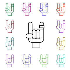 Poster - Rock, hand, sign, goat multi color style icon. Simple glyph, flat vector of rock and roll icons for ui and ux, website or mobile application
