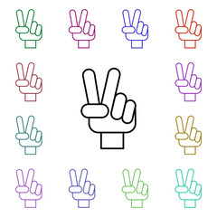 Poster - Rock, hand, sign, world multi color style icon. Simple glyph, flat vector of rock and roll icons for ui and ux, website or mobile application