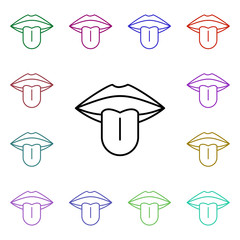 Poster - Rock, mouth, lips, tongue multi color style icon. Simple glyph, flat vector of rock and roll icons for ui and ux, website or mobile application