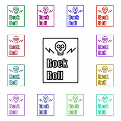 Poster - Rock, album, rock and roll multi color style icon. Simple glyph, flat vector of rock and roll icons for ui and ux, website or mobile application