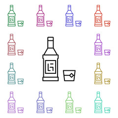 Poster - Rock bottle glass multi color style icon. Simple glyph, flat vector of rock and roll icons for ui and ux, website or mobile application