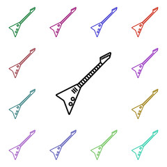 Poster - Rock electric guitar multi color style icon. Simple glyph, flat vector of rock and roll icons for ui and ux, website or mobile application
