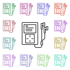 Poster - Rock, player, headphones multi color style icon. Simple glyph, flat vector of rock and roll icons for ui and ux, website or mobile application