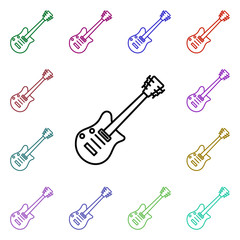 Poster - Rock, guitar multi color style icon. Simple glyph, flat vector of rock and roll icons for ui and ux, website or mobile application