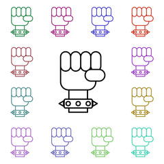 Poster - Rock, hand, fist, bracelet multi color style icon. Simple glyph, flat vector of rock and roll icons for ui and ux, website or mobile application