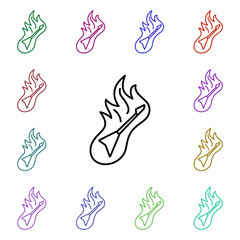 Poster - Rock, guitar, fire, flame multi color style icon. Simple glyph, flat vector of rock and roll icons for ui and ux, website or mobile application