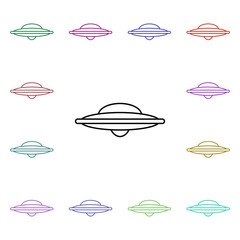 Poster - Toy flying saucer line multi color style icon. Simple thin line, outline vector of toys icons for ui and ux, website or mobile application