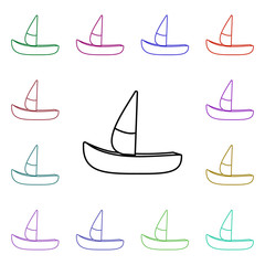 Poster - Children boat line multi color style icon. Simple thin line, outline vector of toys icons for ui and ux, website or mobile application