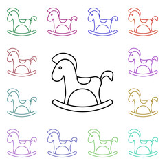 Poster - Rocking horse line multi color style icon. Simple thin line, outline vector of toys icons for ui and ux, website or mobile application