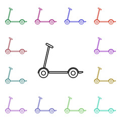 Poster - Children scooter line multi color style icon. Simple thin line, outline vector of toys icons for ui and ux, website or mobile application