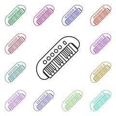 Poster - Children synthesizer line multi color style icon. Simple thin line, outline vector of toys icons for ui and ux, website or mobile application