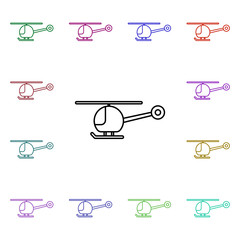 Poster - Child helicopter line multi color style icon. Simple thin line, outline vector of toys icons for ui and ux, website or mobile application