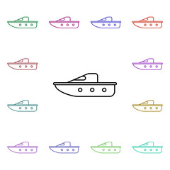 Poster - Children boat line multi color style icon. Simple thin line, outline vector of toys icons for ui and ux, website or mobile application
