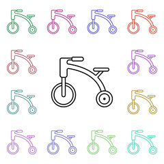Poster - Tricycle line multi color style icon. Simple thin line, outline vector of toys icons for ui and ux, website or mobile application