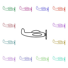Poster - Children's airplane line multi color style icon. Simple thin line, outline vector of toys icons for ui and ux, website or mobile application