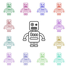Poster - Toy robot line multi color style icon. Simple thin line, outline vector of toys icons for ui and ux, website or mobile application